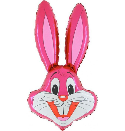 Balon Foliowy Królik Różowy Grabo, 35 cm (14’’) na Patyk