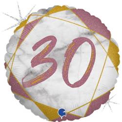Balon Foliowy 30 urodziny, marmur Rose Gold, 46 cm