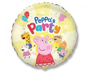 Balon Foliowy okrągły Świnka Peppa, Peppa's Party, 48 cm