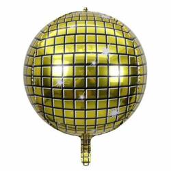 Balon foliowy Kula dyskotekowa, złota, 62cm