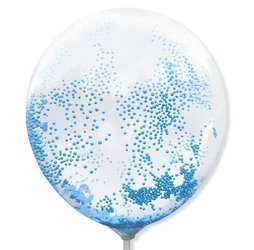 Balon przeźroczysty z piankowymi kuleczkami, j. niebieskie, 30cm, 100 szt.