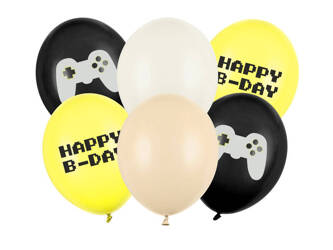 Balony 30 cm, Happy B-day, 6szt