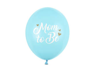 Balony lateksowe Mom to be, pastelowy niebieski 30cm, 6 sztuk