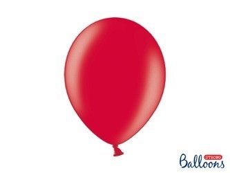 Balony lateksowe Strong, Czerwone, Metallic Poppy Red, 30cm, 100 szt.