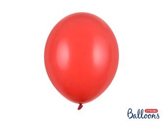 Balony lateksowe Strong, Czerwone, Pastel Poppy Red, 30cm, 10 szt.