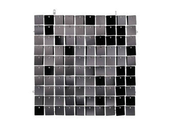 Panel cekinowy, kwadraty, cekiny czarny, 30x30cm