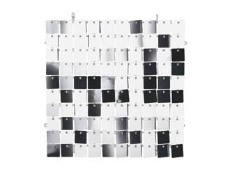 Panel cekinowy, kwadraty, cekiny srebrny, 30x30cm