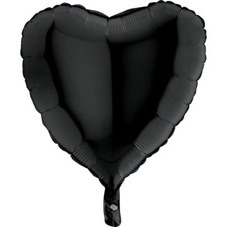 Balon Foliowy - Czarne Serce 46 cm, Grabo, pakowane