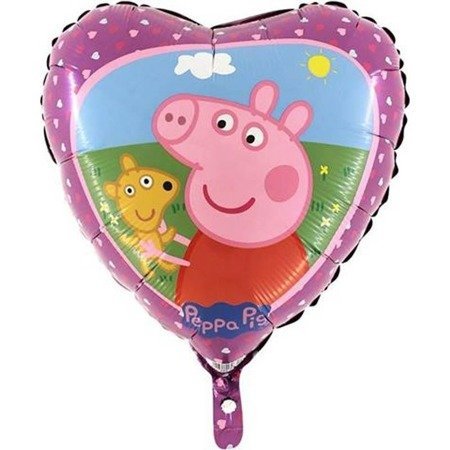 Balon Foliowy Serce Świnka Peppa różowa, 46cm