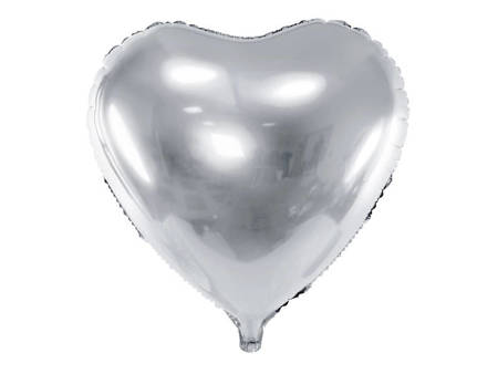 Balon foliowy Serce 45cm, srebrne