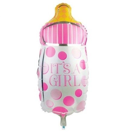 Balon foliowy butelka It's a Girl, różowa XL