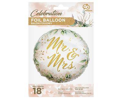 Balon foliowy okrągły Mr and Mrs, 36cm