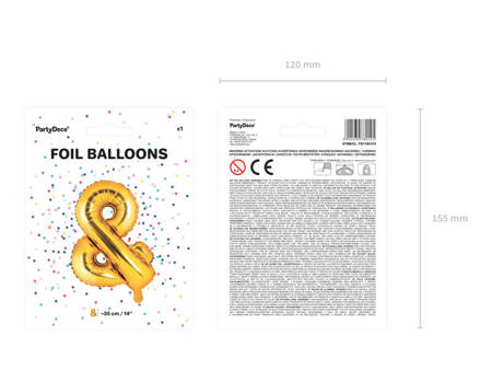 Balon foliowy znak & 35cm, Złota