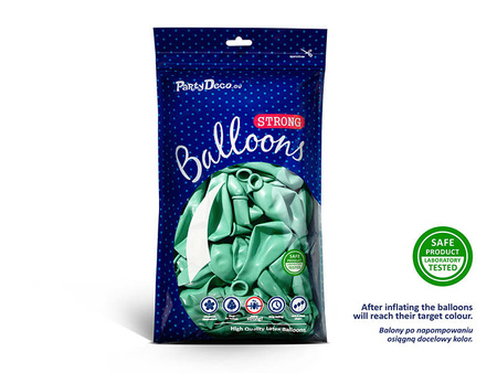 Balony Strong, Metaliczne Mint Green Miętowe, 30cm, 10 szt.