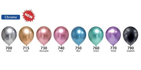 Balony lateksowe Chromowane mix kolorów, 30cm, 6 szt.