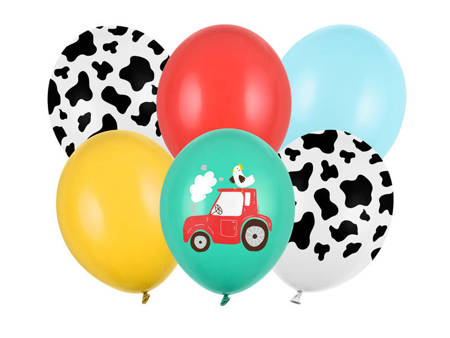 Balony lateksowe Farma, traktor 30cm, 6 sztuk