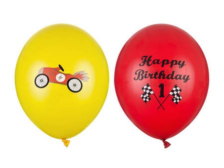 Balony lateksowe Happy Birthday, auto 30cm, 50 szt.