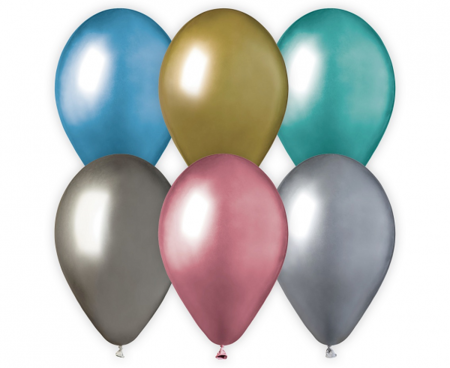 Balony lateksowe, Mix kolorów, chrom, 33 cm, 50 szt.