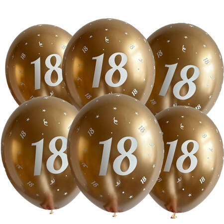 Balony urodzinowe złote "18", 30cm, 50 szt.