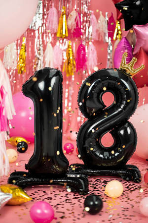 Stojący balon foliowy liczba 18 urodziny, 84 cm, czarny