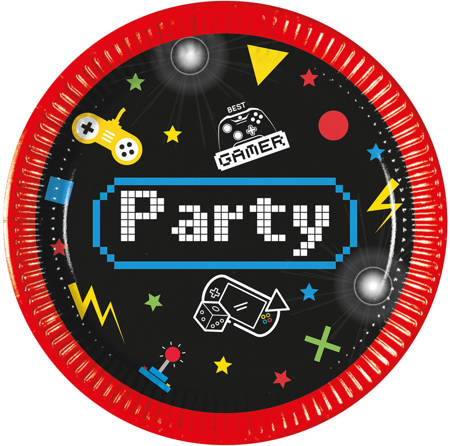 Talerzyki Gaming Party gamer, 20 cm, 8 szt.