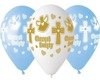 Balony dekoracyjne na chrzest chłopczyka, biało-niebieskie, 32 cm, 5 szt.