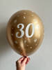 Balony urodzinowe złote "30", 30cm, 10 szt.