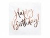 Serwetki urodzinowe, Happy Birthday, białe z napisem Rose Gold, 33 x 33 cm