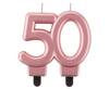 Świeczka liczba 50 urodziny, metalik różowo-złota, 8 cm